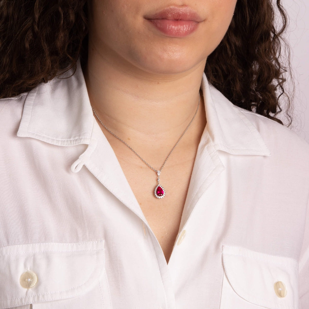 Teardrop and Pave Surround Necklace