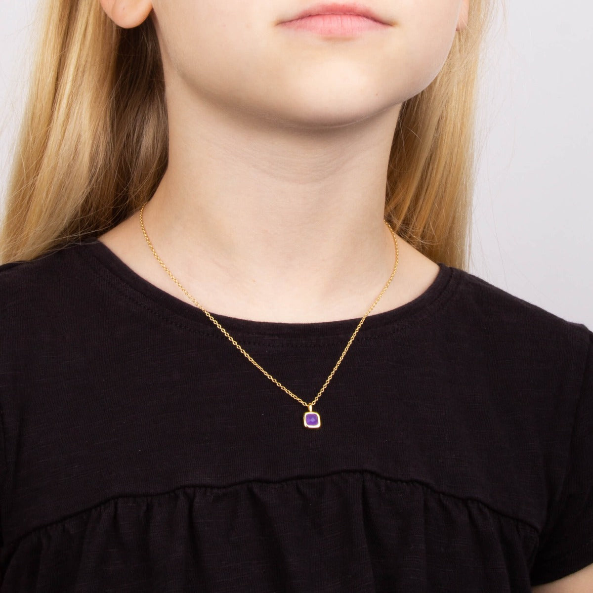 Semi-Precious Birthstone Necklace with Diamond Tag