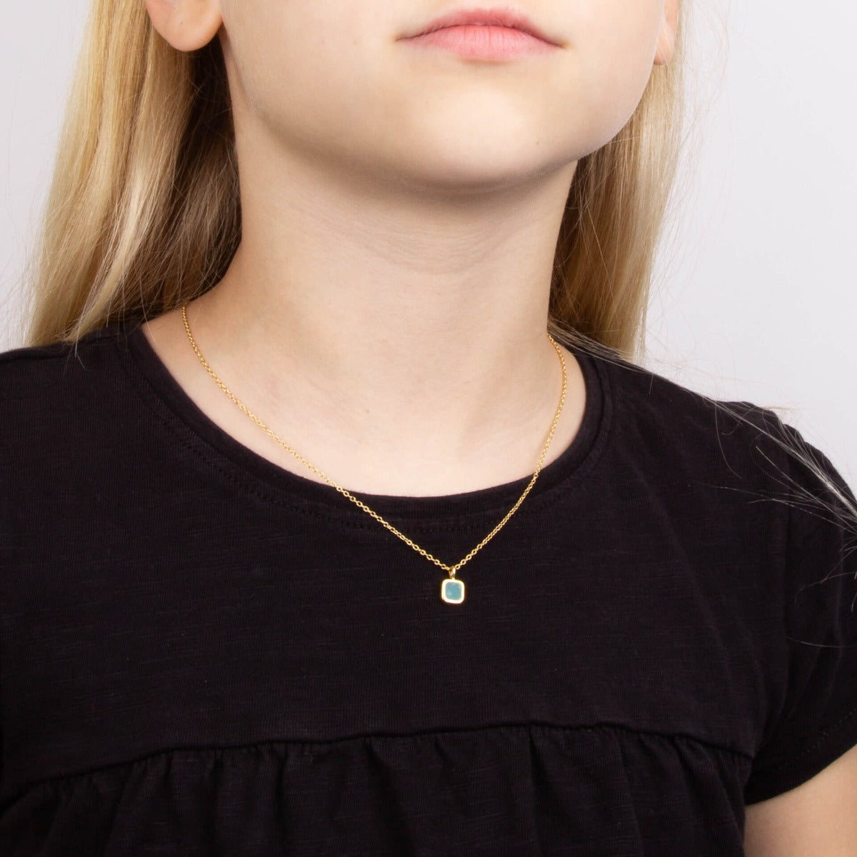 Semi-Precious Birthstone Necklace with Diamond Tag