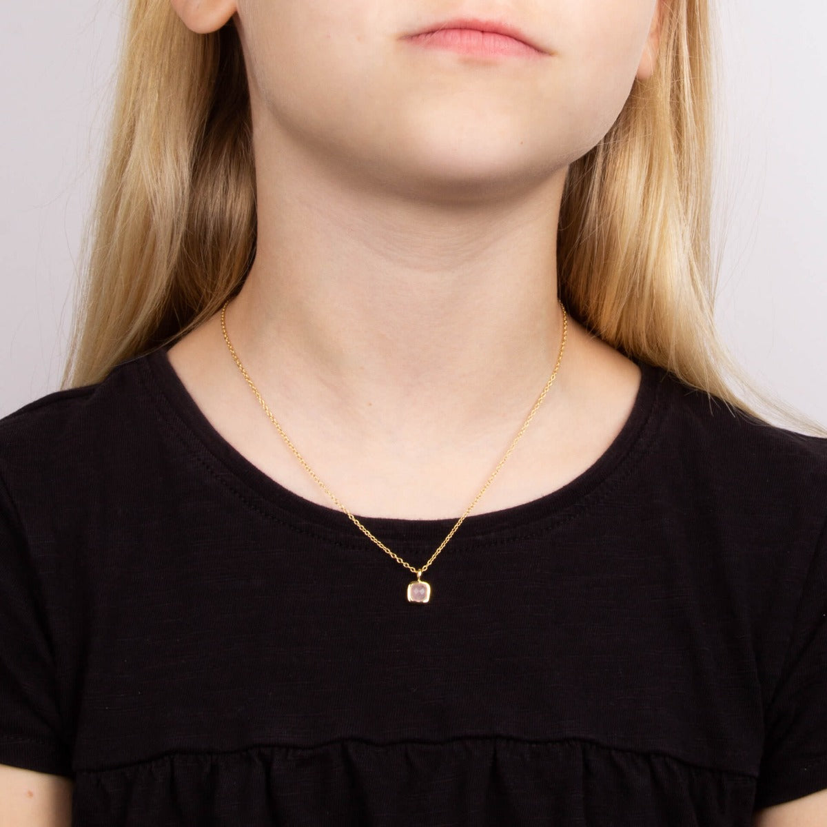 Semi-Precious Birthstone Necklace with Diamond Tag