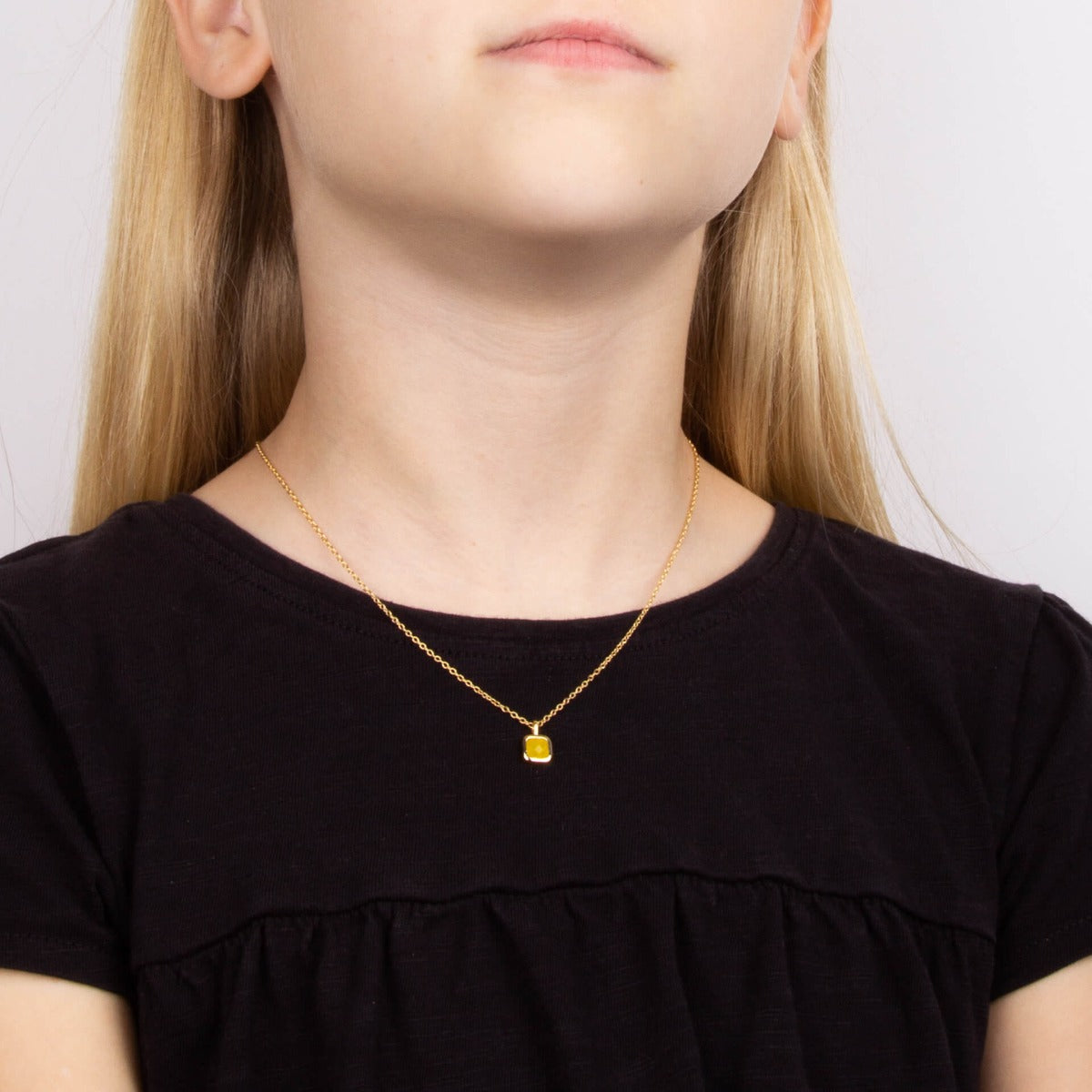 Semi-Precious Birthstone Necklace with Diamond Tag