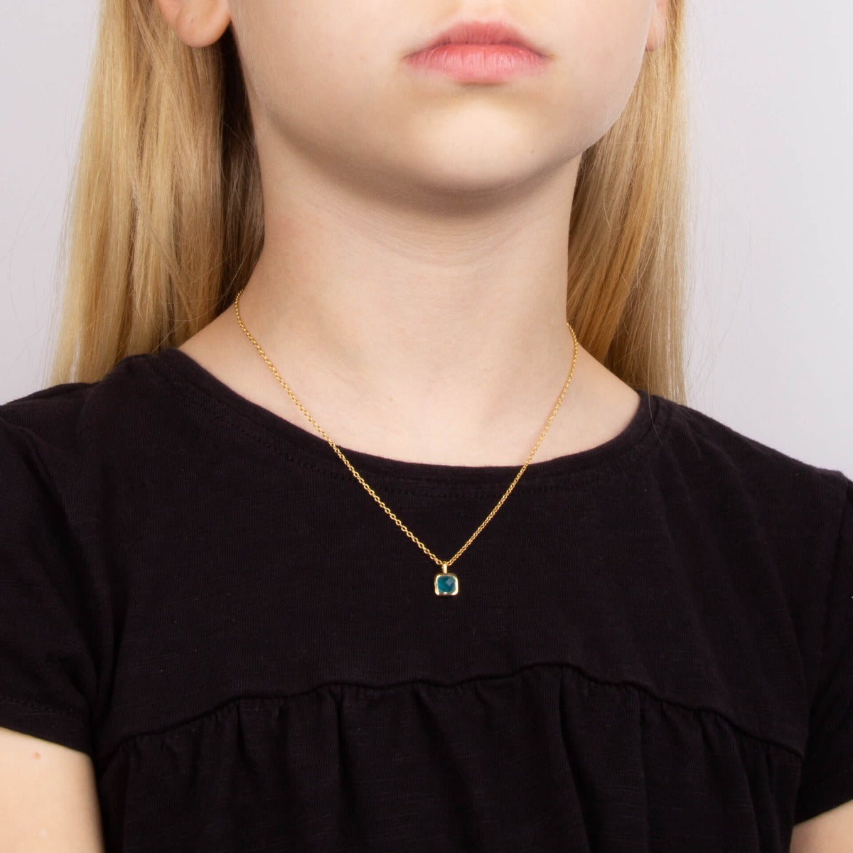 Semi-Precious Birthstone Necklace with Diamond Tag