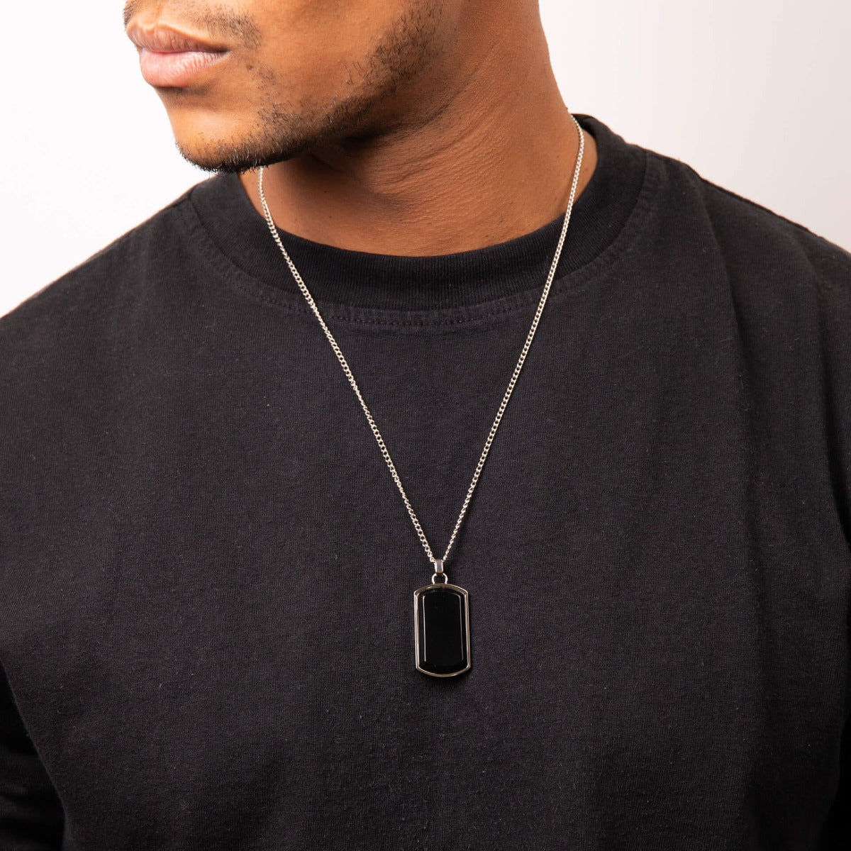 Dog Tag with Semi Precious Stone