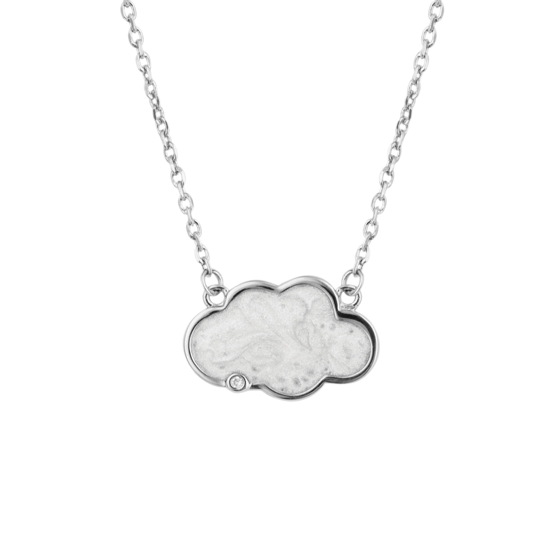 Pearlised Enamel Cloud Necklace with Diamond