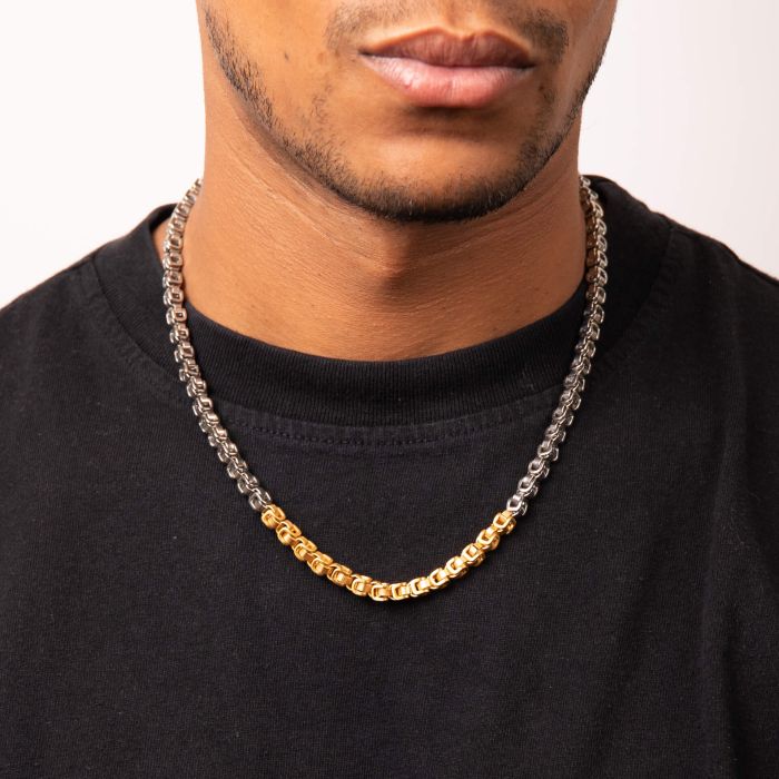 Two Tone Belcher Link Chain Necklace