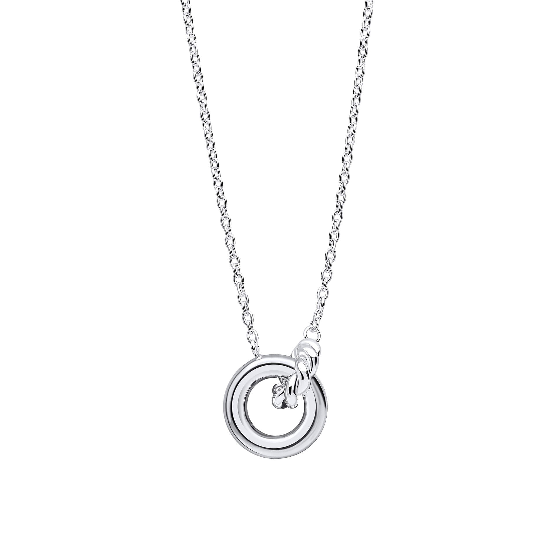 Plain and Rope Linked Circles Necklace