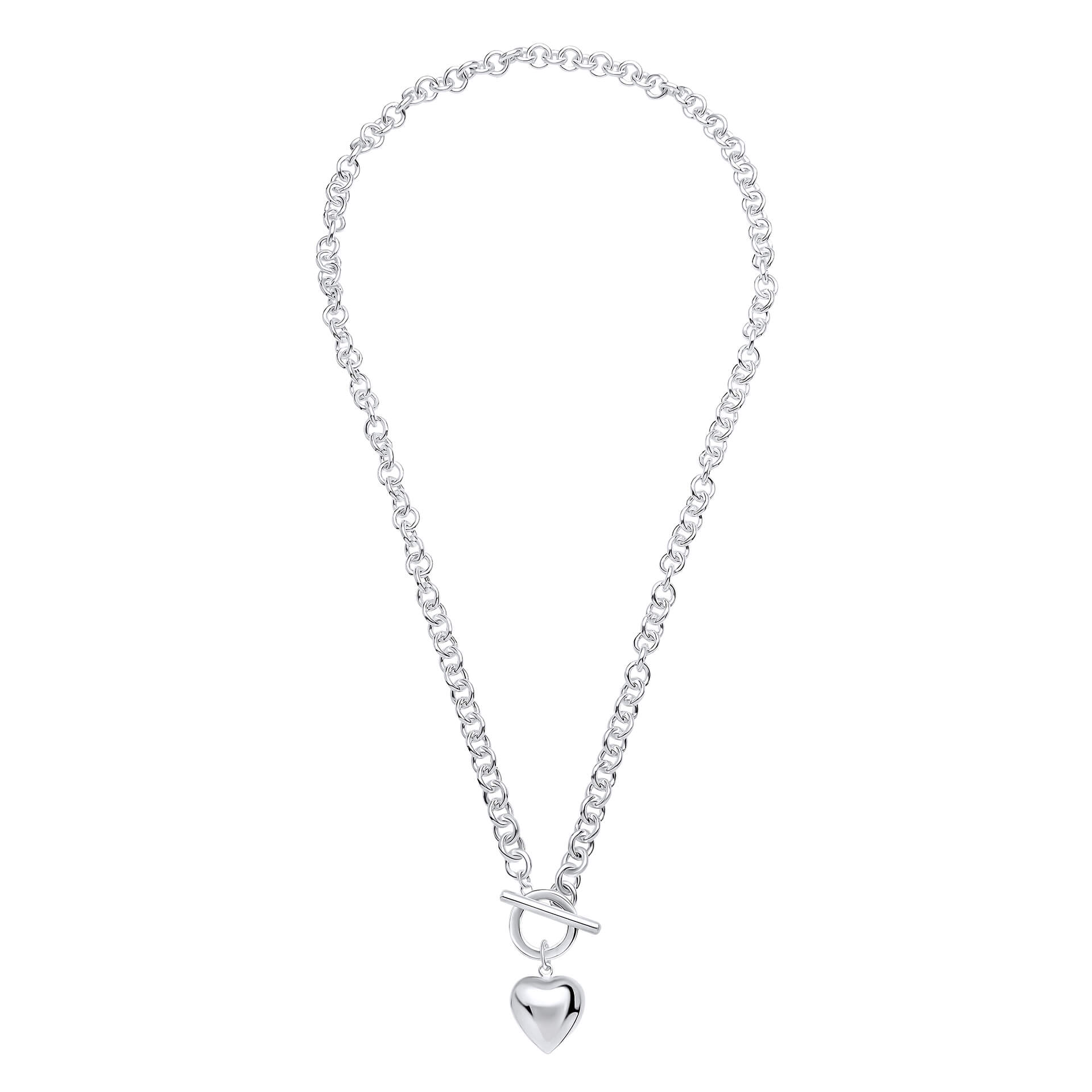 Puff Heart T-Bar Chain Necklace
