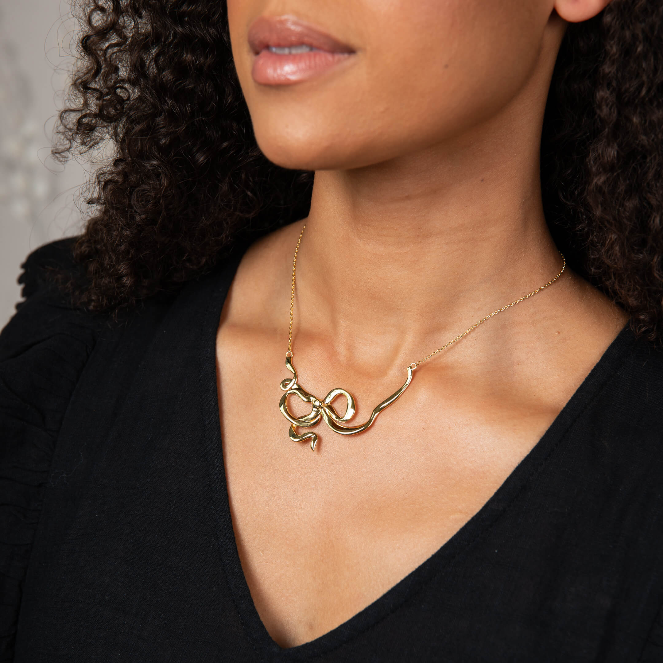 Statement Ribbon Bow Necklace