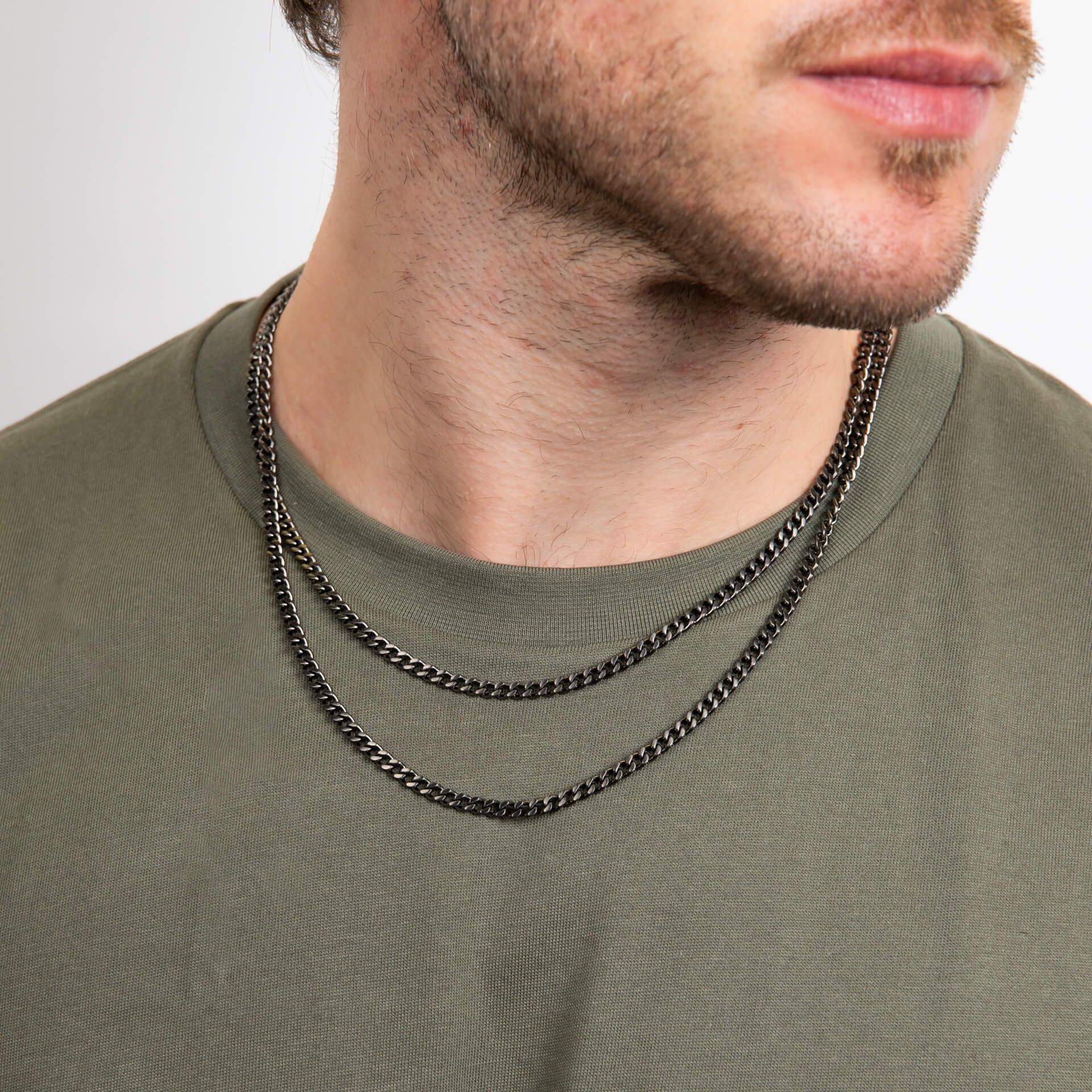 Gun Metal Double Chain Necklace