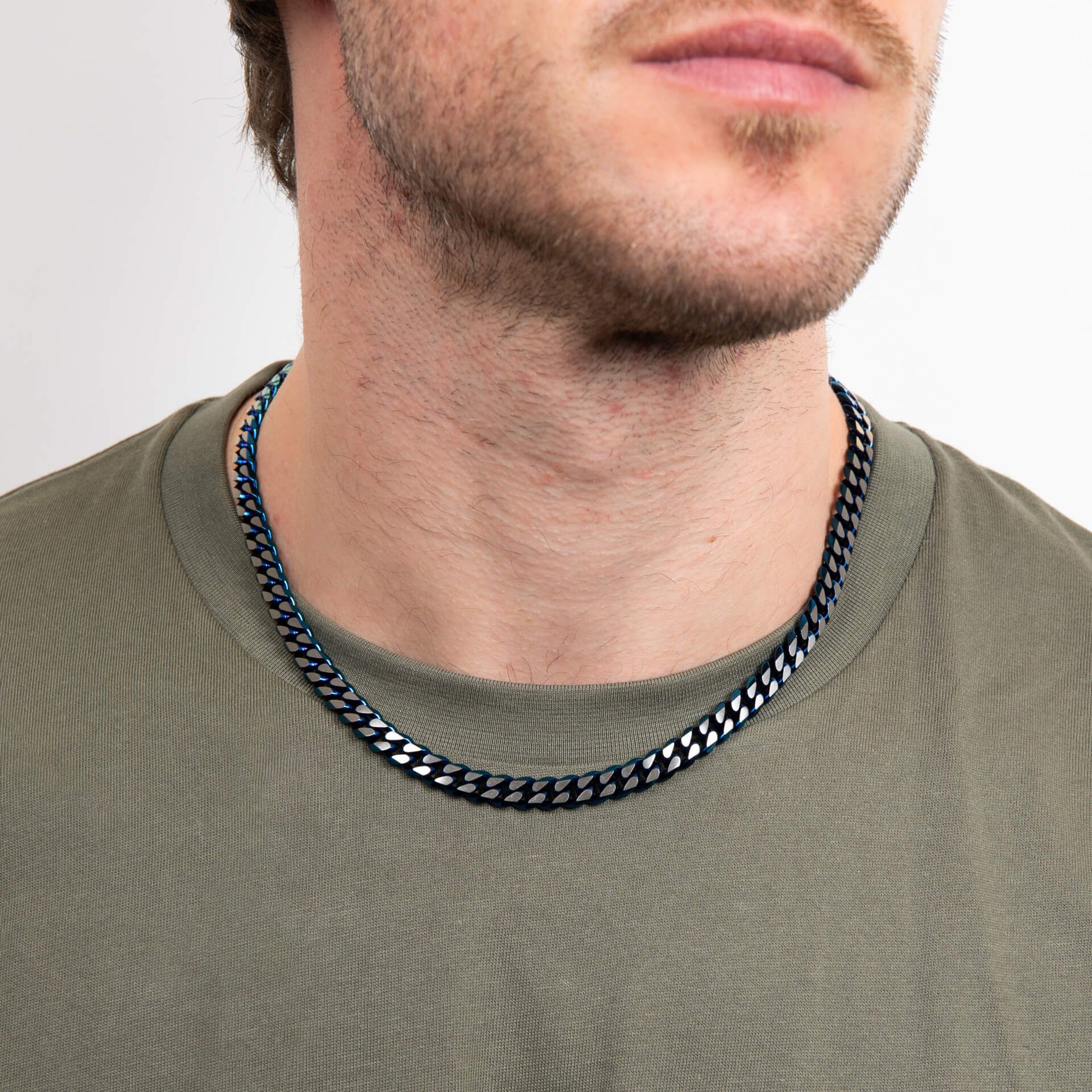 Blue Curb Chain Necklace