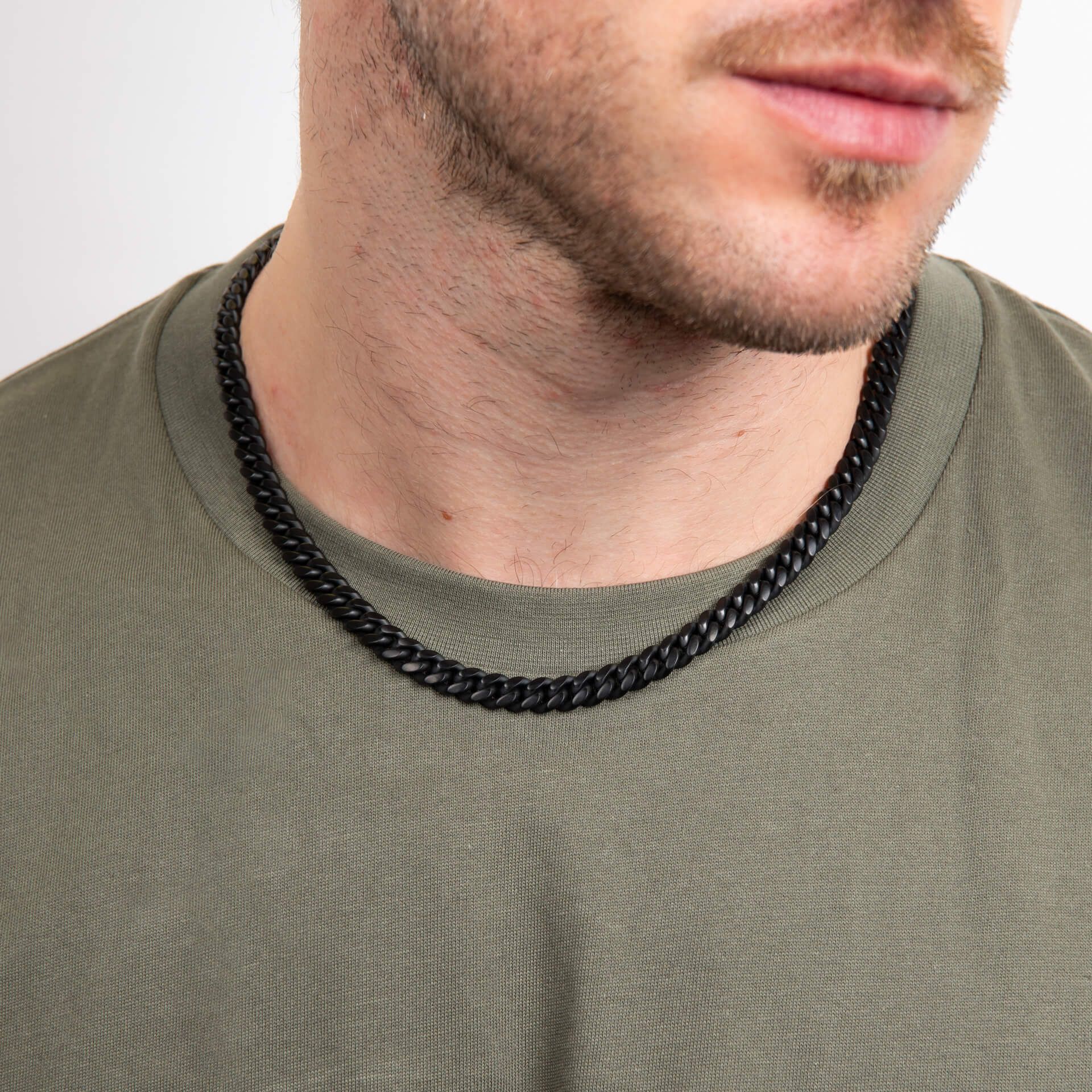 Black Brushed Curb Chain Necklace