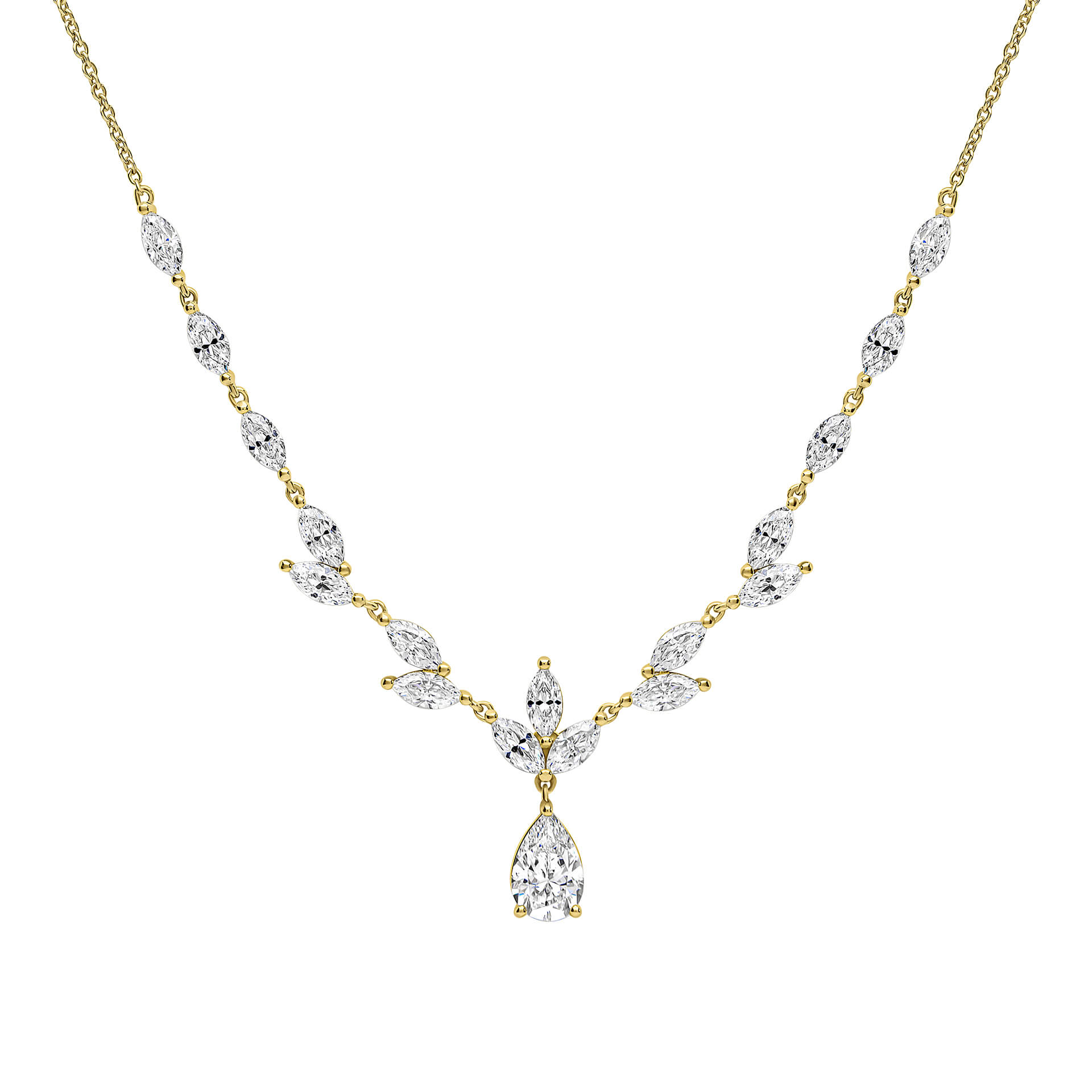 Vine Leaf Necklace with Teardrop Drop