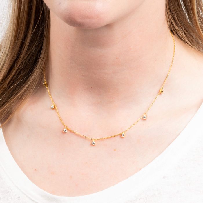 Four Claw Set Zirconia Station Necklace