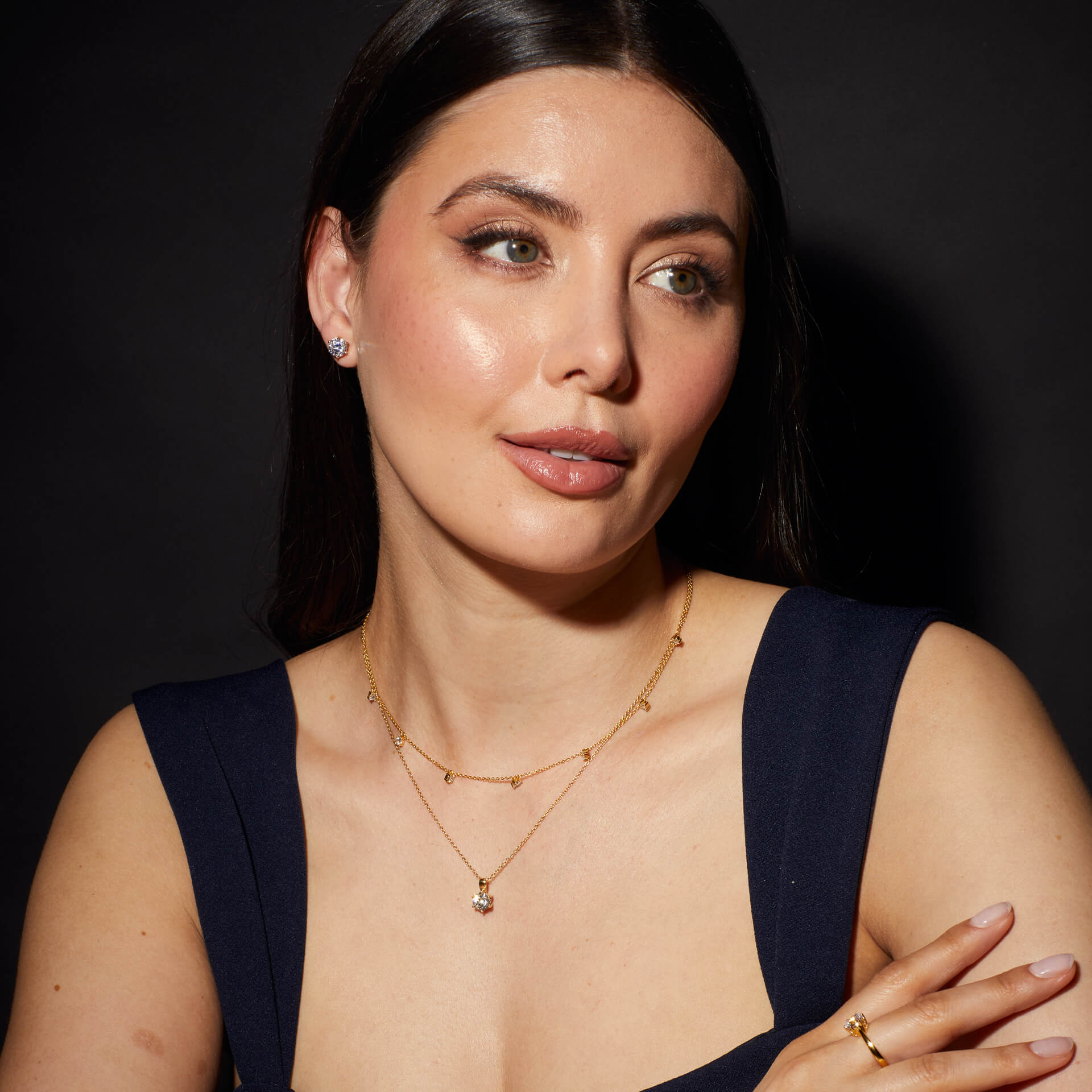 Four Claw Set Zirconia Station Necklace