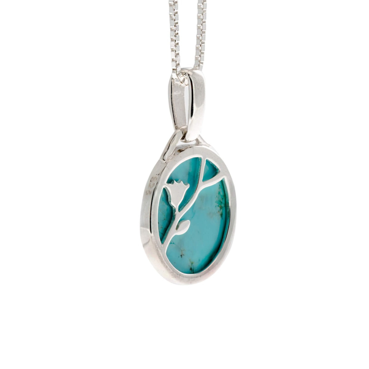 Flower Pattern Pendant with Turquoise Background