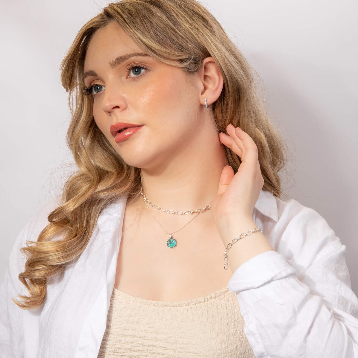 Turquoise Crystal Hoop Earrings