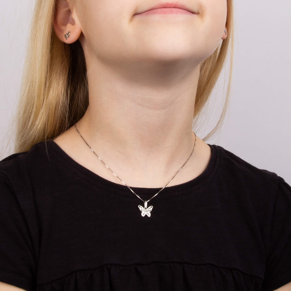 Filigree Butterfly Necklace with Diamond