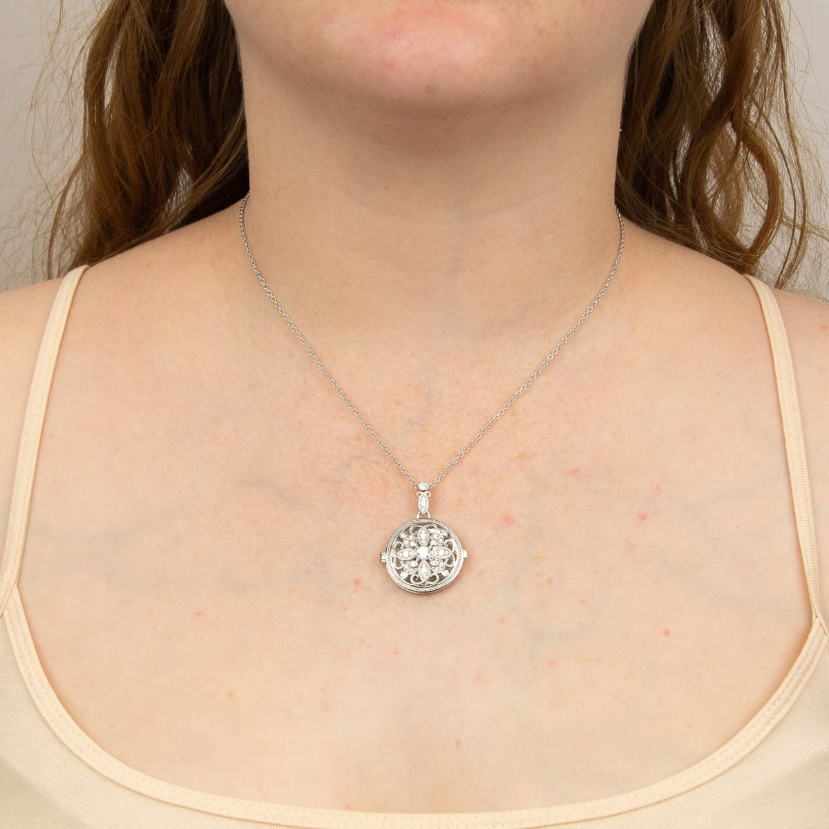 Round Medallion Filigree Locket