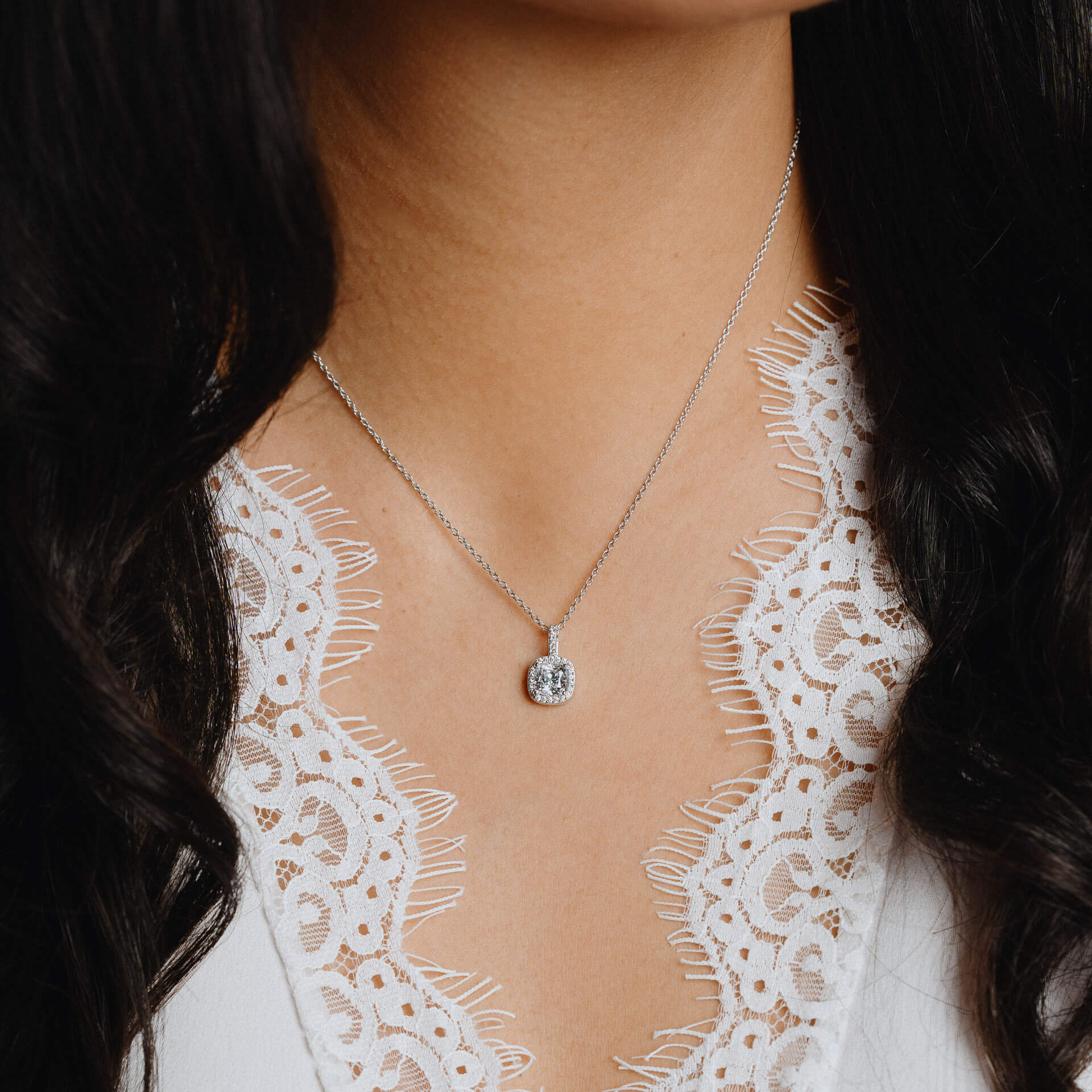 Square Pave Set Pendant