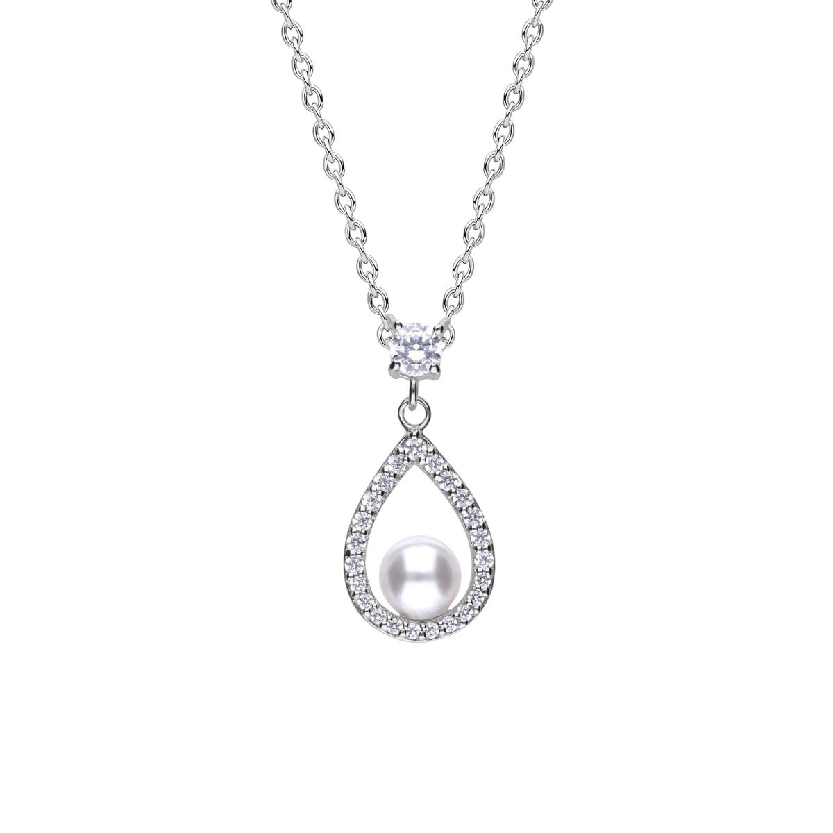 Open Halo Teardrop Pendant with Shell Pearl