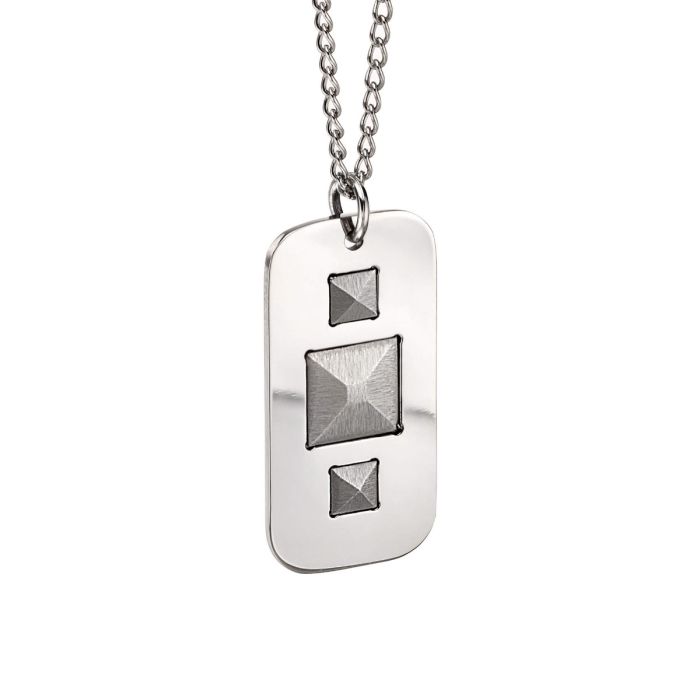 Dog Tag Necklace with Raised Pyramid Design