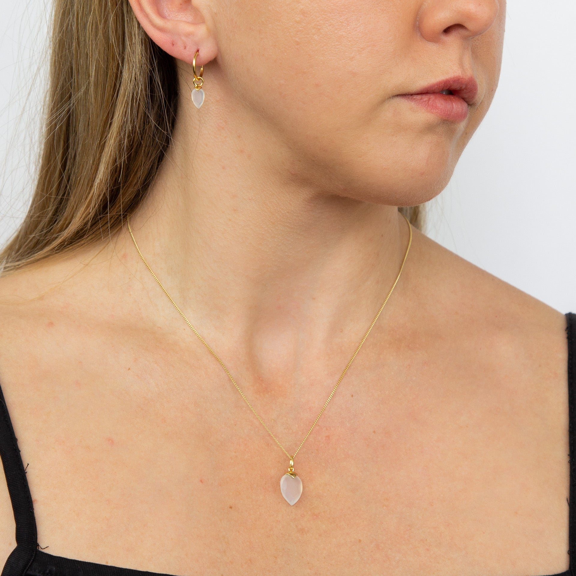Chalcedony Birthstone Hoop Earring Charms