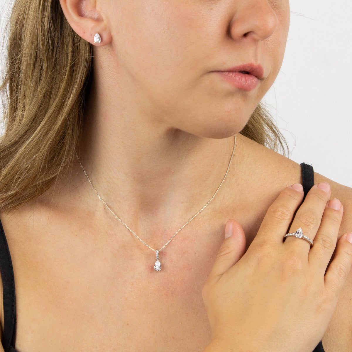 Teardrop Shaped Zirconia Stud Earrings
