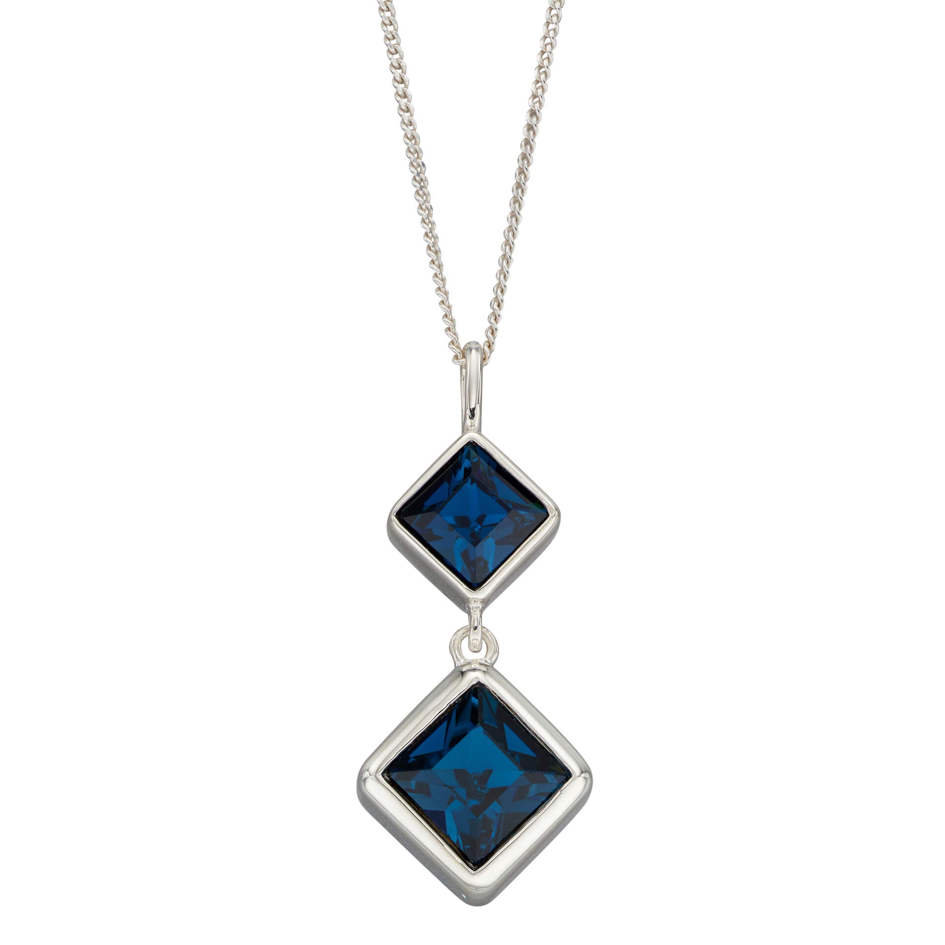 Double Square Drop Pendant with Crystal