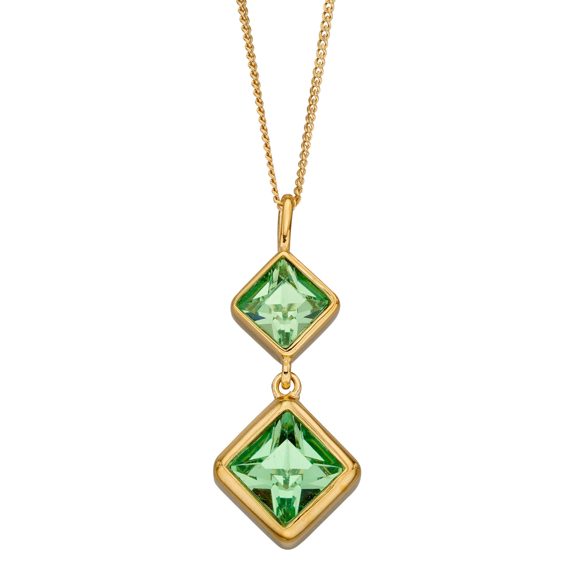 Double Square Drop Pendant with Crystal