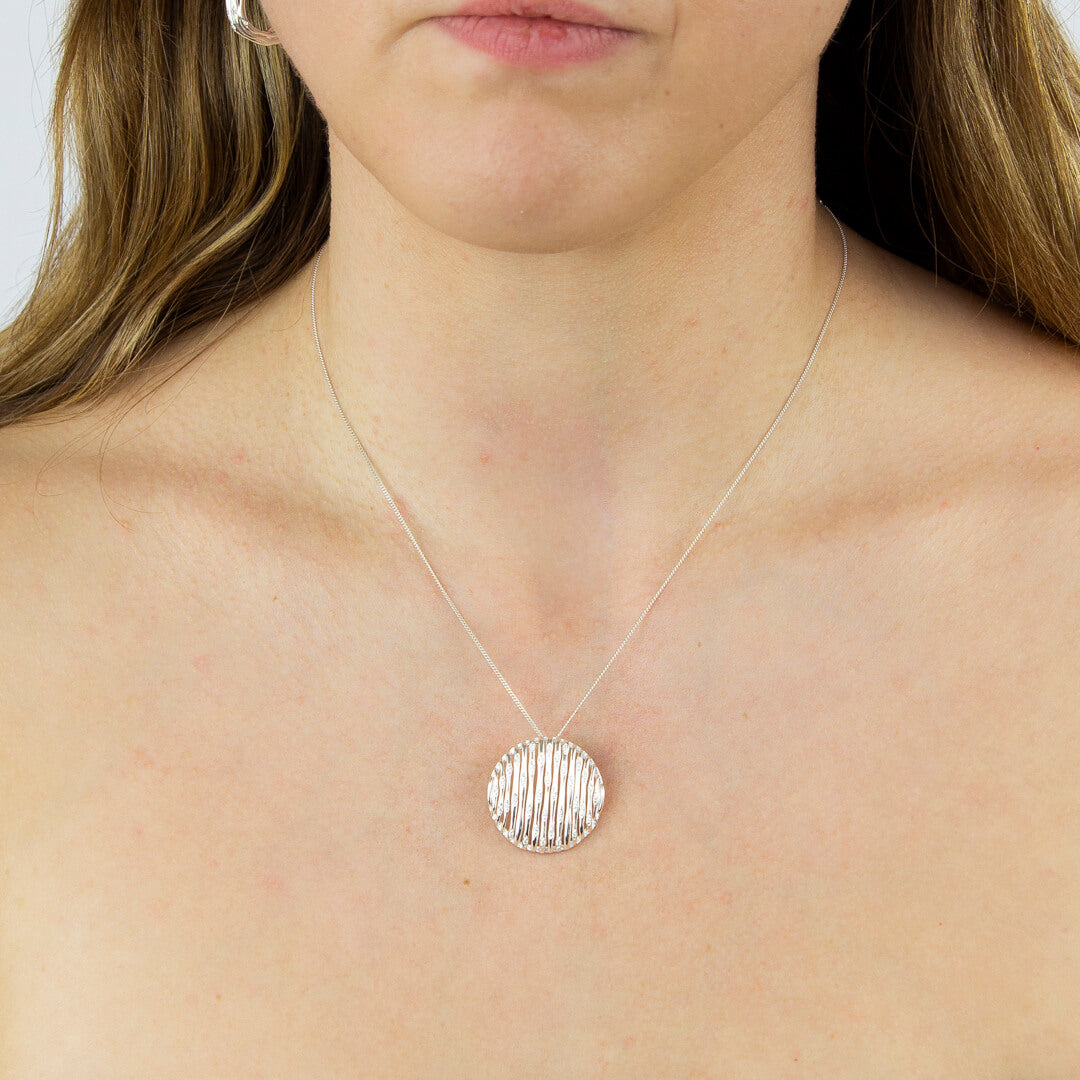 Bamboo Stem Round Pendant with Cubic Zirconia