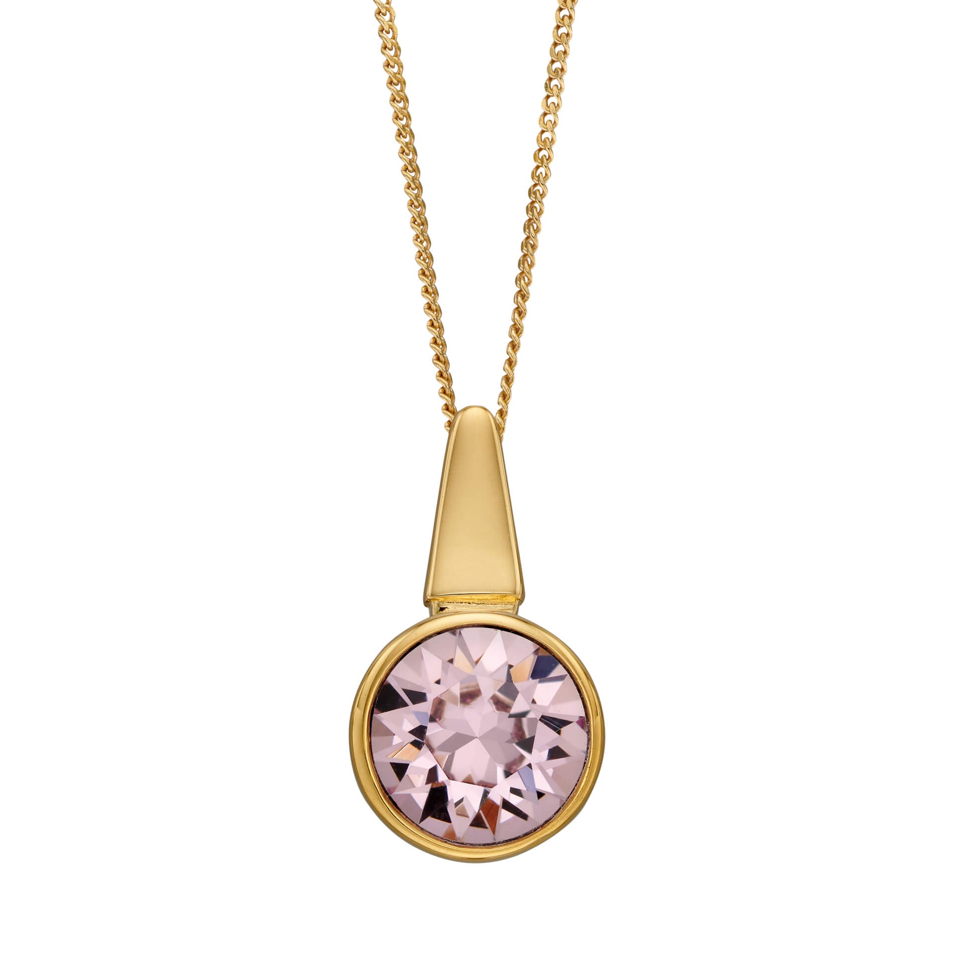 Pillar Round Drop Pendant with Crystal