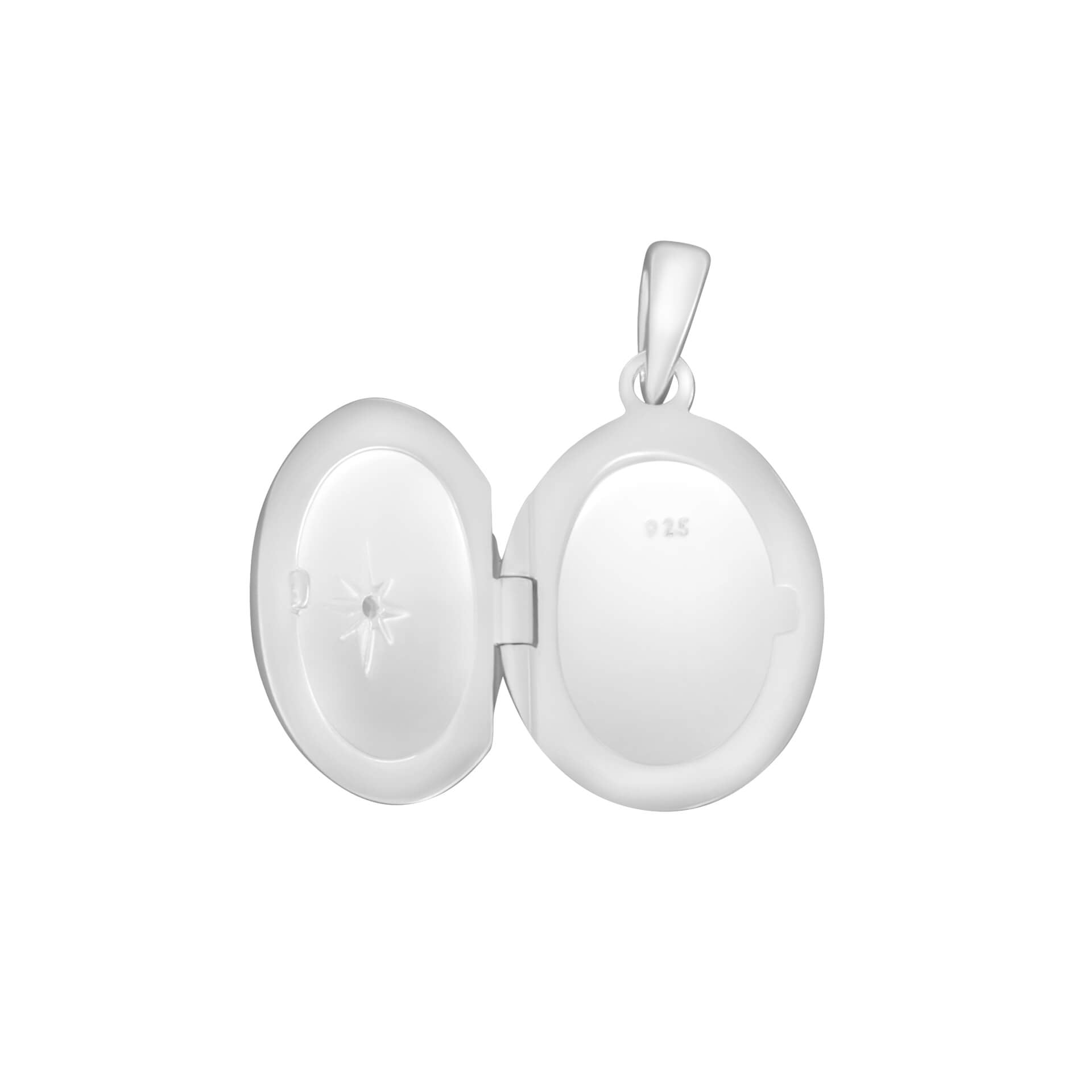 Oval Locket Pendant with Starburst Cubic Zirconia