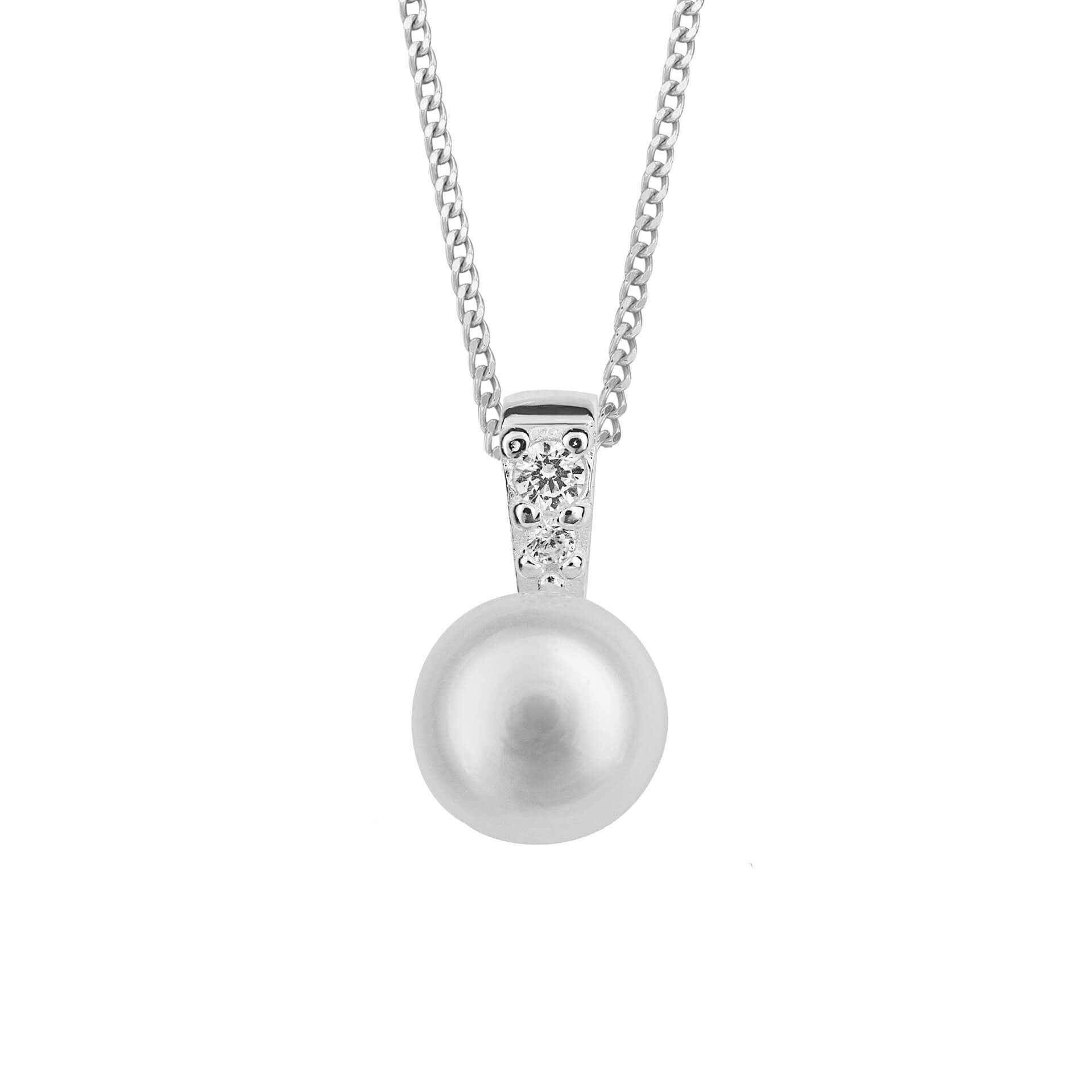 Pearl Pendant with Pave Cubic Zirconia
