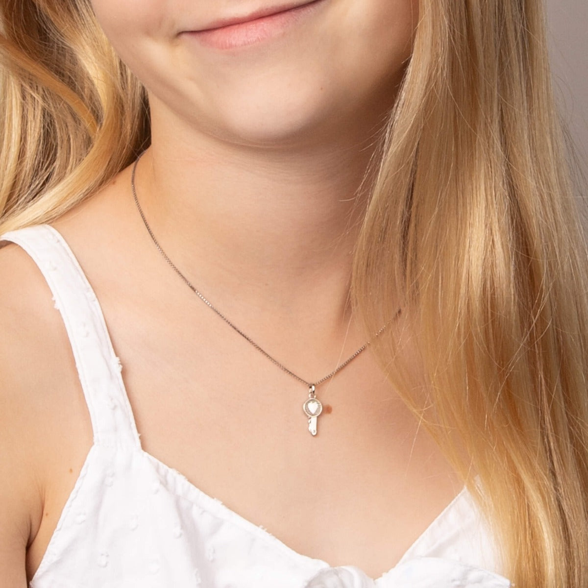 Key Heart Pendant with Diamond