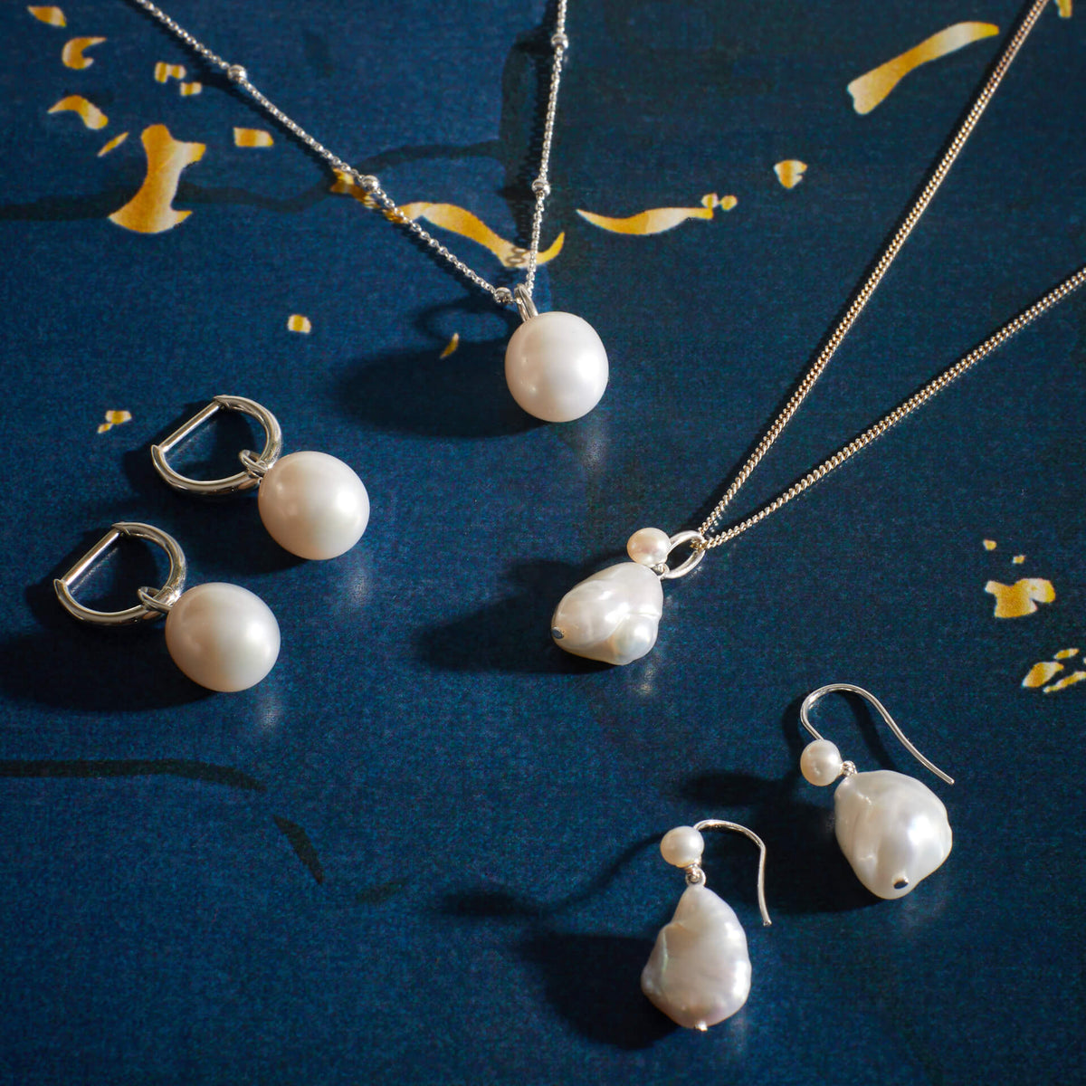 Double Pearl Drop Earrings
