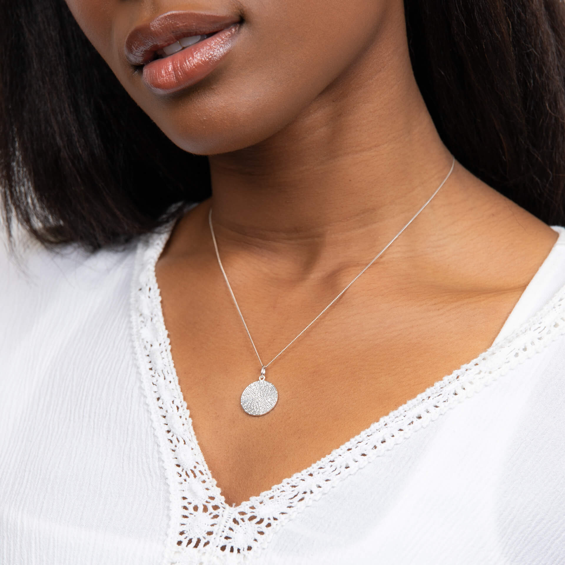 Ripple Texture Round Disc Pendant