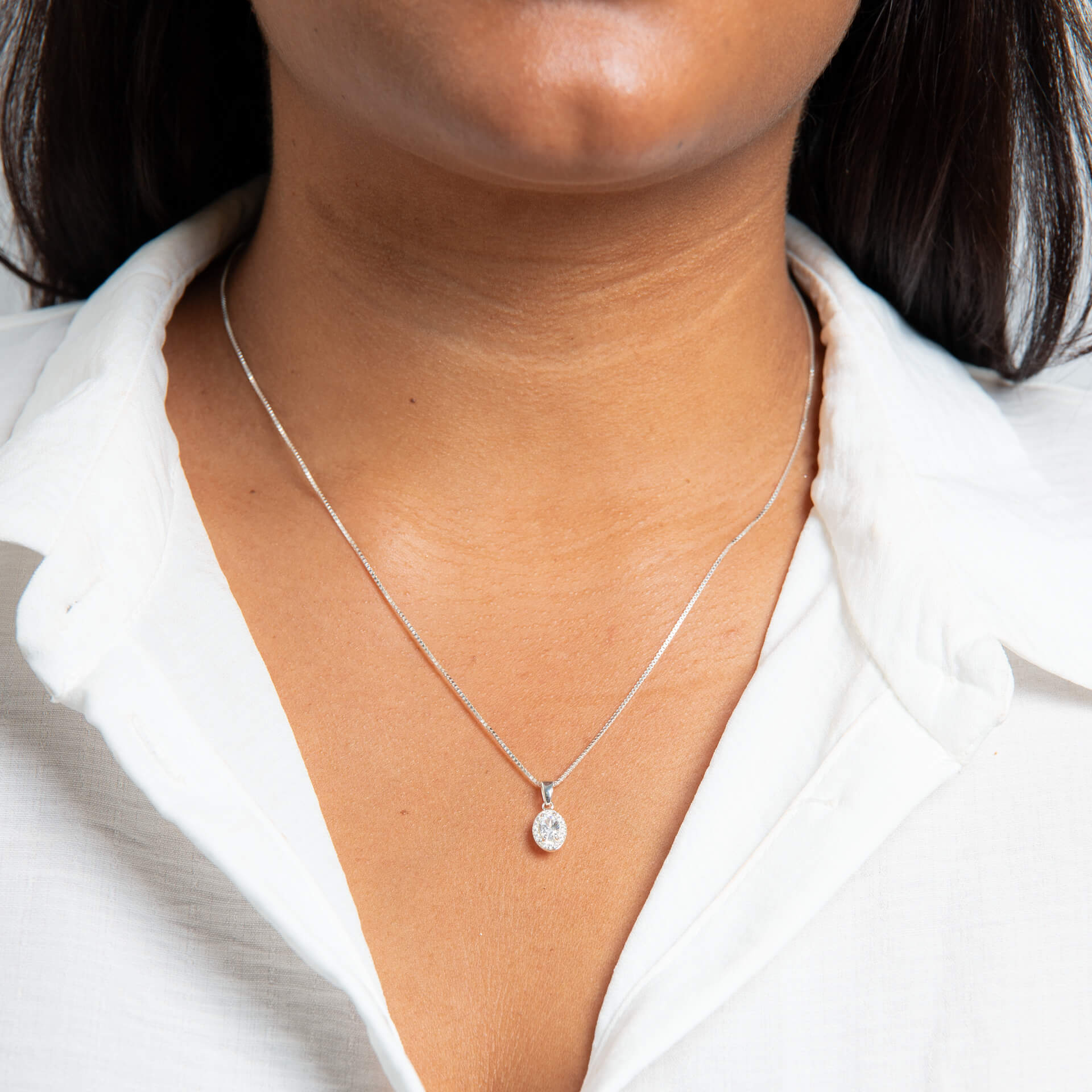 Oval Halo Pendant