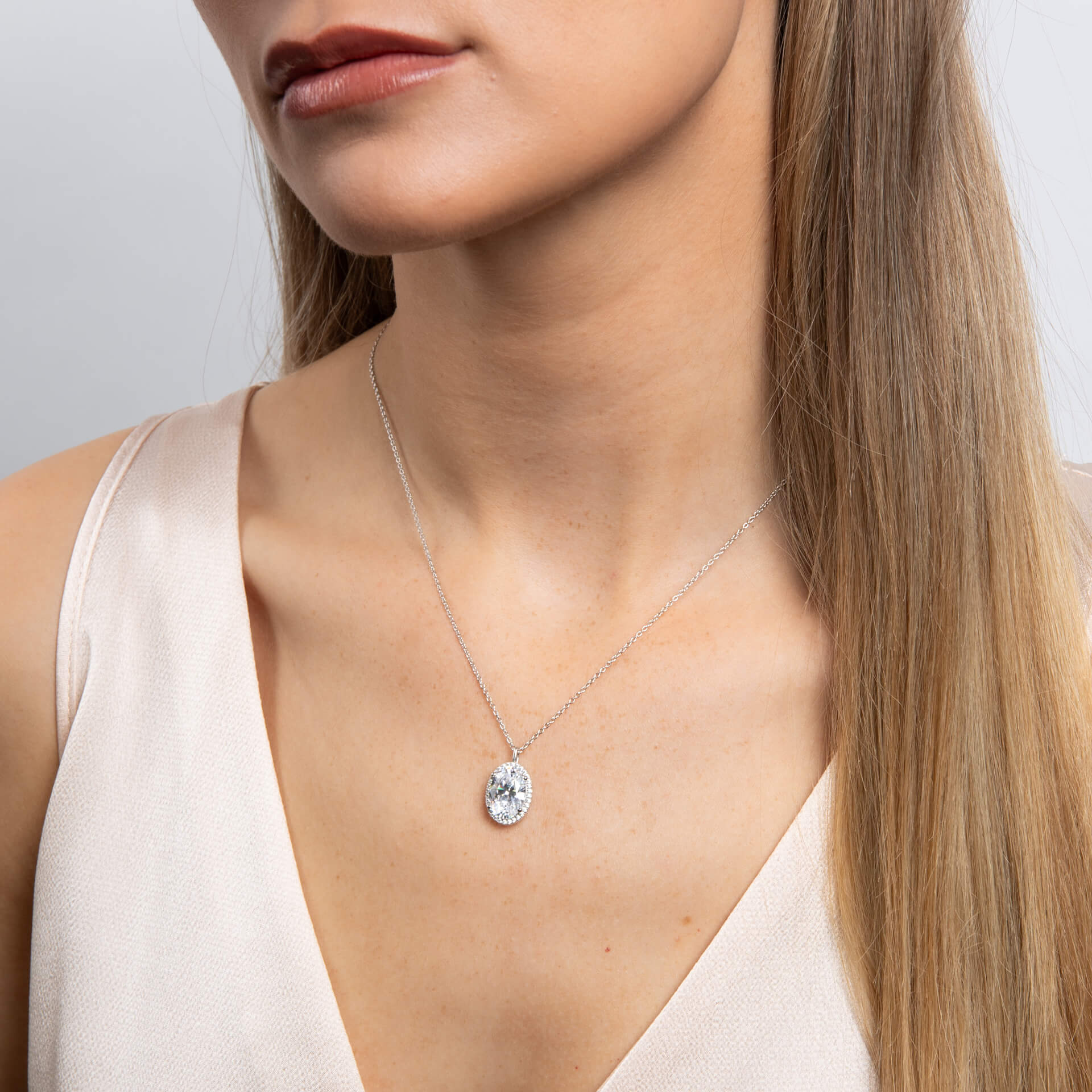 Oval Halo Pendant