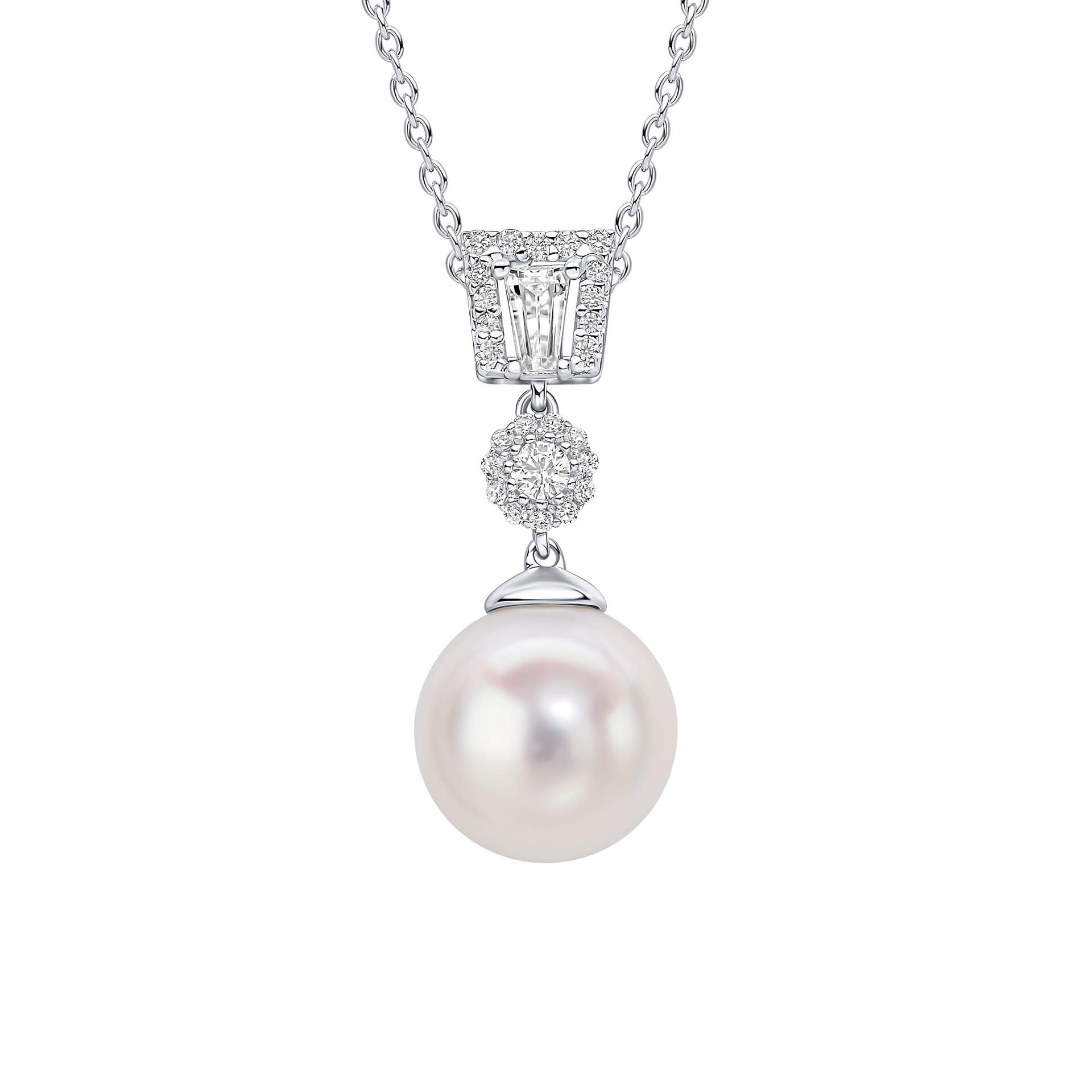 Zirconia and Shell Pearl Drop Pendant