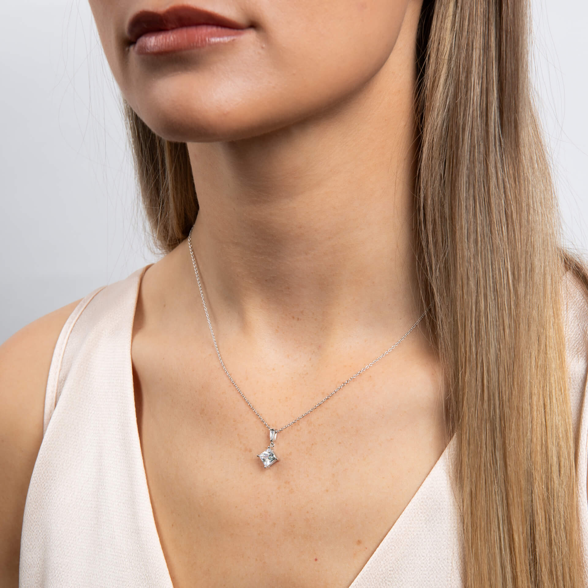 Princess Cut Drop Pendant