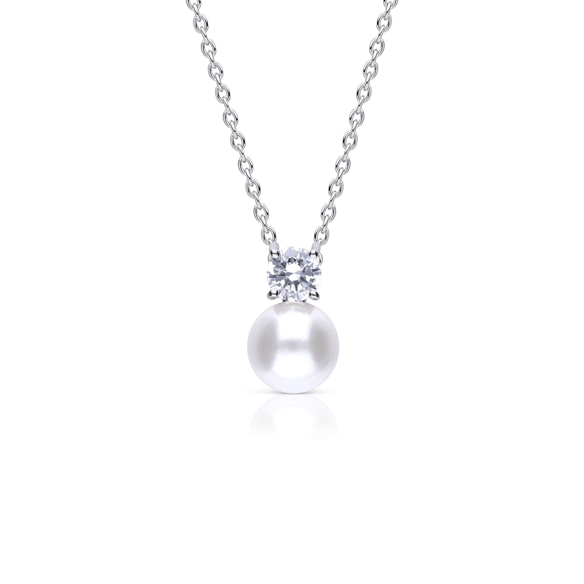 Claw Set Solitaire Zirconia and Shell Pearl Pendant