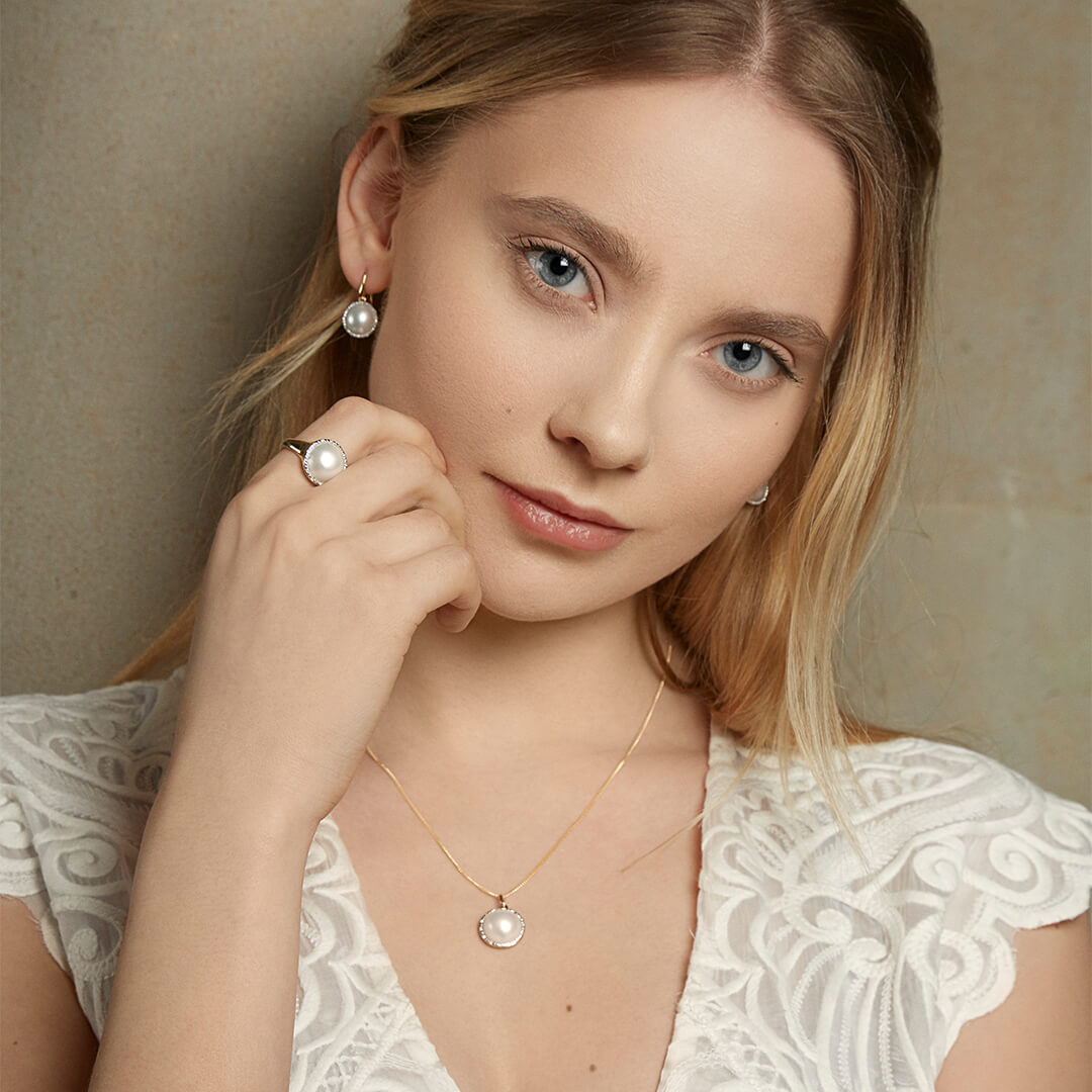 Mabe Pearl and Diamond Earrings