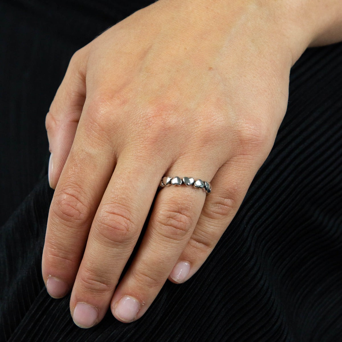 Oxidised Multi Heart Ring