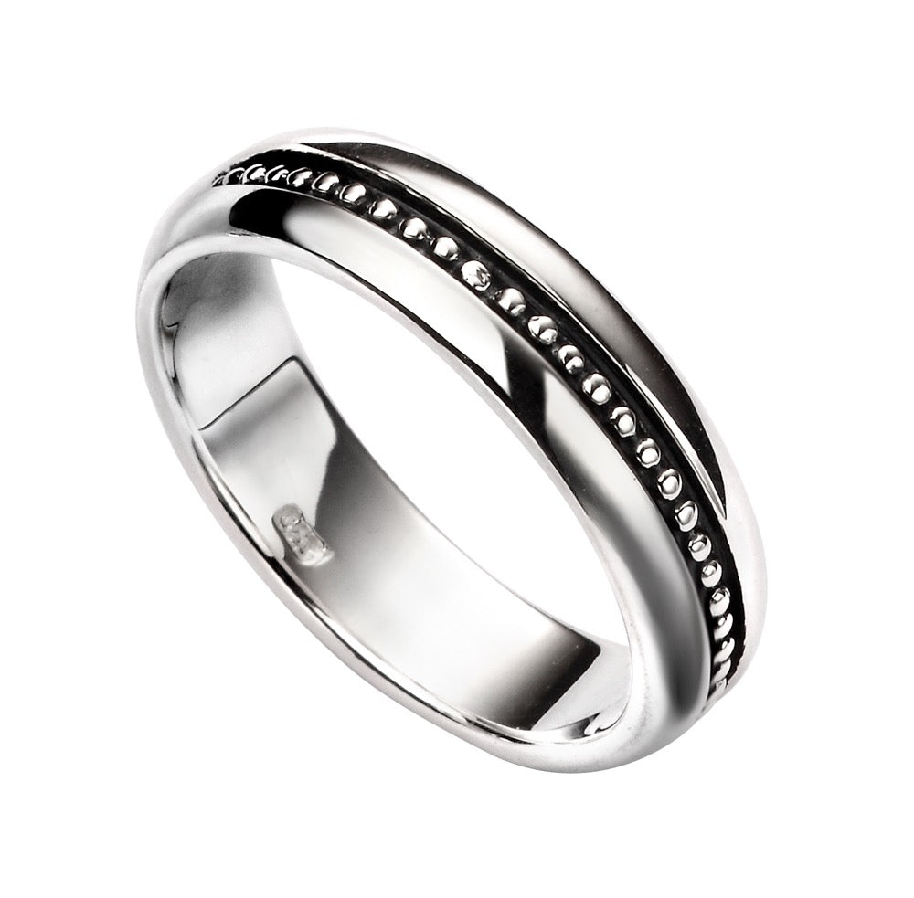Oxidised Inset Pattern Ring