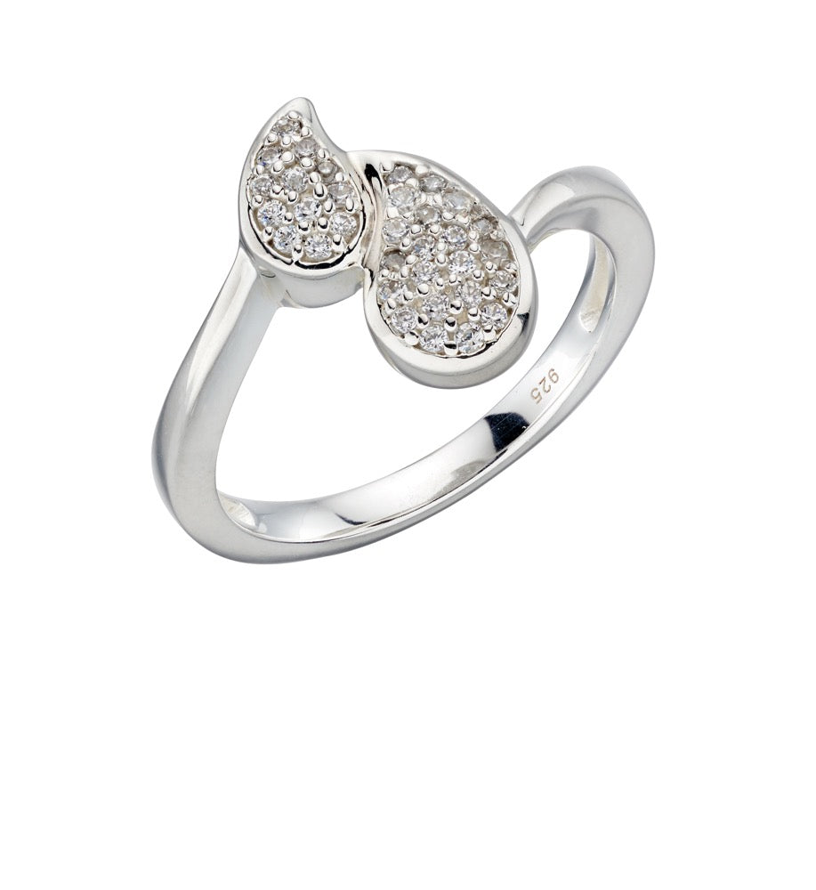 Double Teardrop Twist Ring