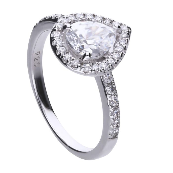 Teardrop Ring with Pave Shoulders