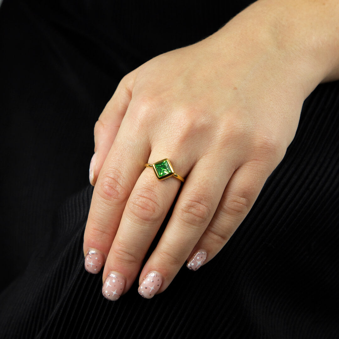 Square Kite Ring with Crystal