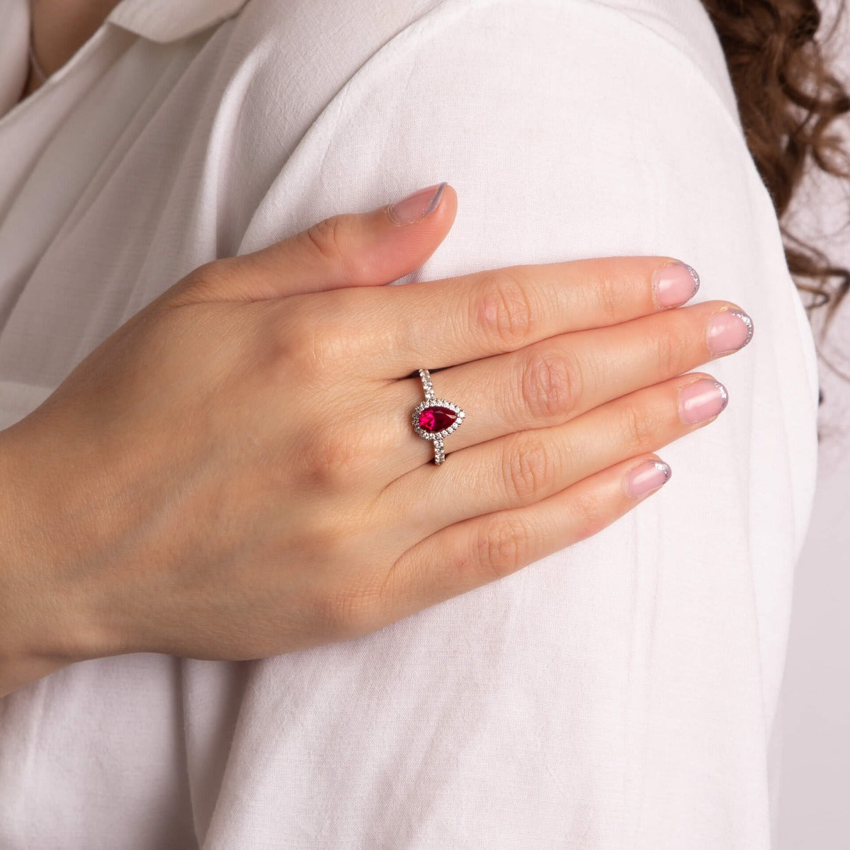 Teardrop and Pave Surround Ring