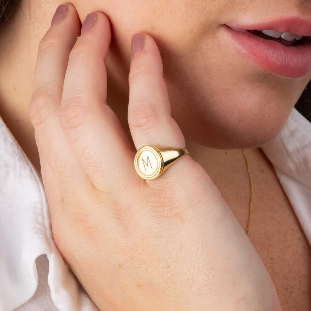Ridged Signet Ring