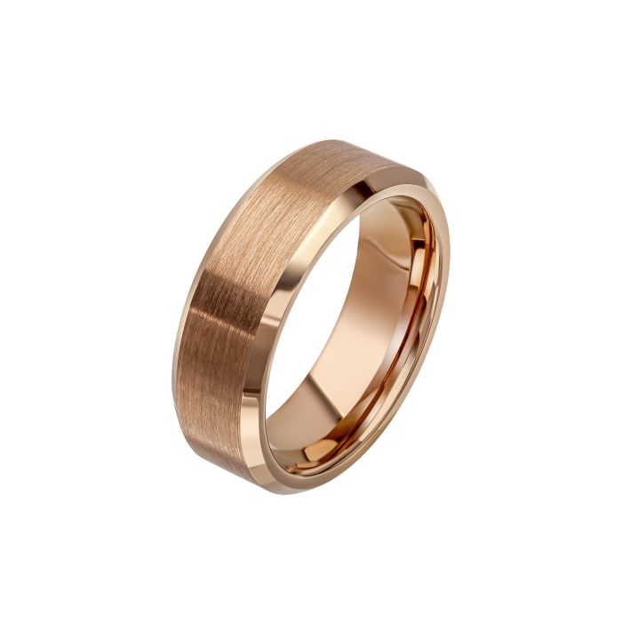 Brushed and Polished Coffee Plated Tungsten Ring